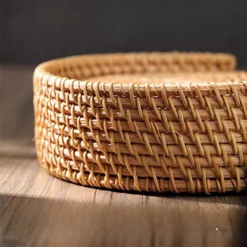 1Pc Pure Handmade Rattan CoastersRattan PatternsHeat Resistant Kitchen Dining CoastersWooden Storage Tea SetKitchen Gadgets C251122