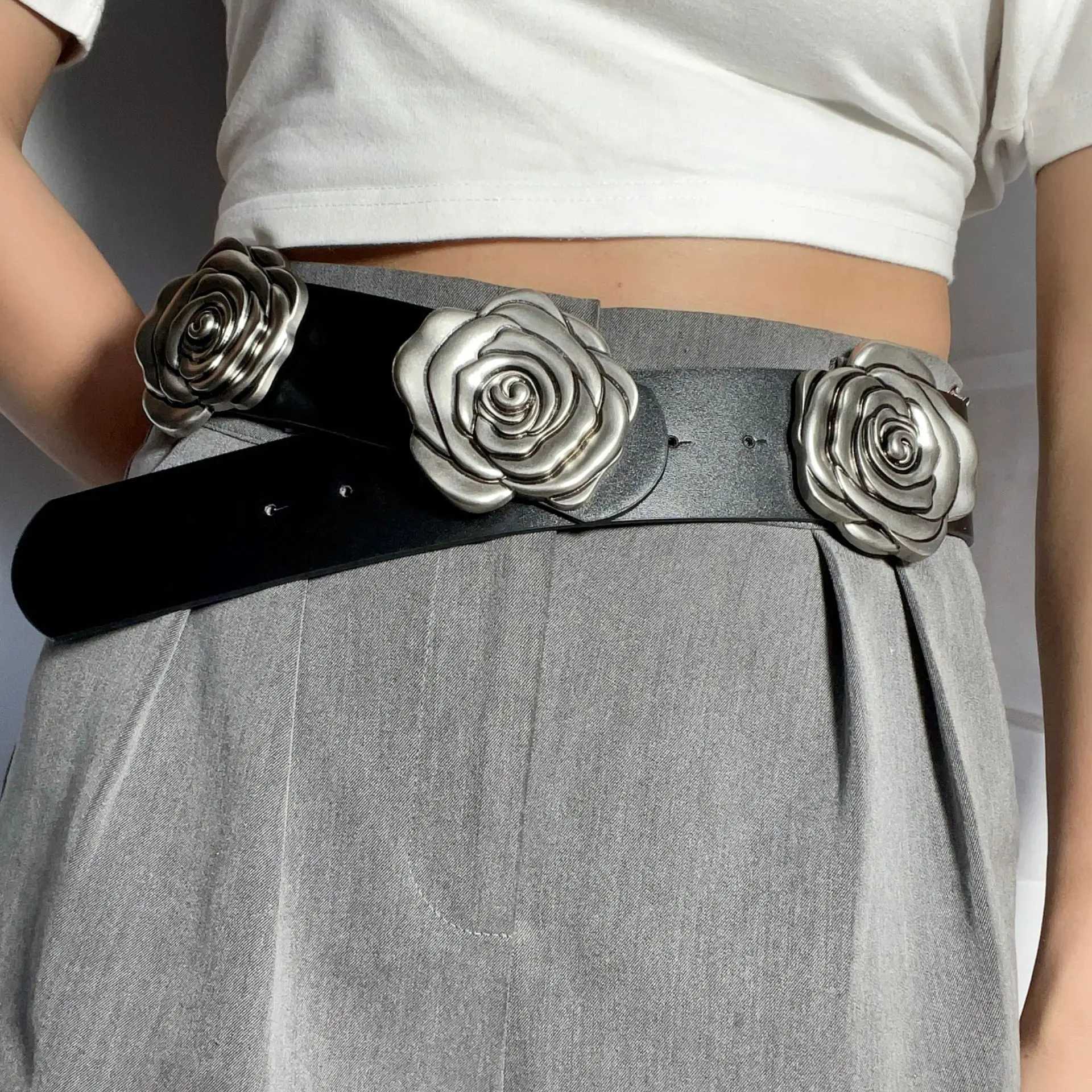 Exaggerated fashion camellia wide belt niche design decorative belt skirt coat waist cover senior accessories women J251122