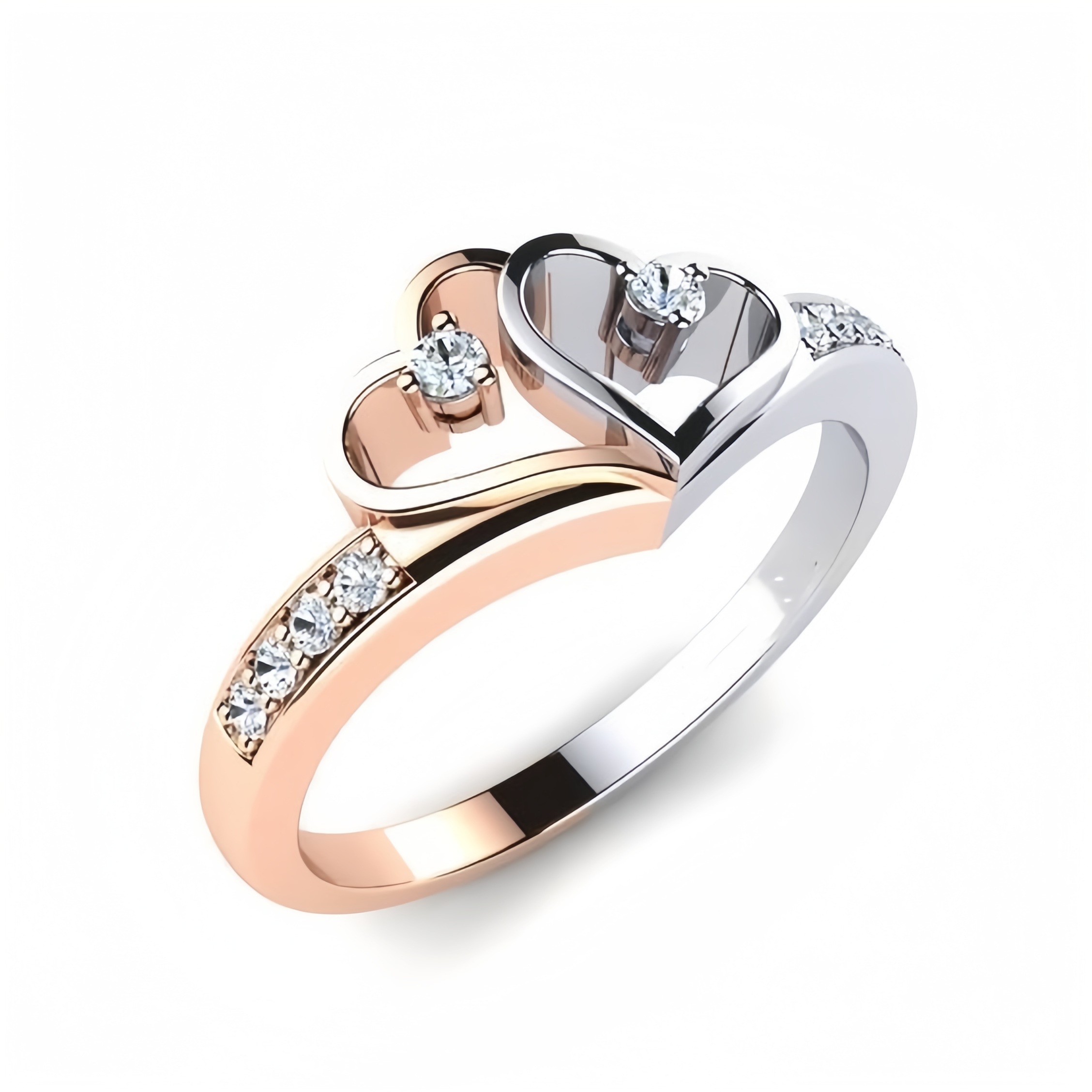 18K Gold Double Heart Micro-inlaid Ring High quality gold designer diamond ring rings designer for women engagement men love ring rings Luxury Large S - view 4