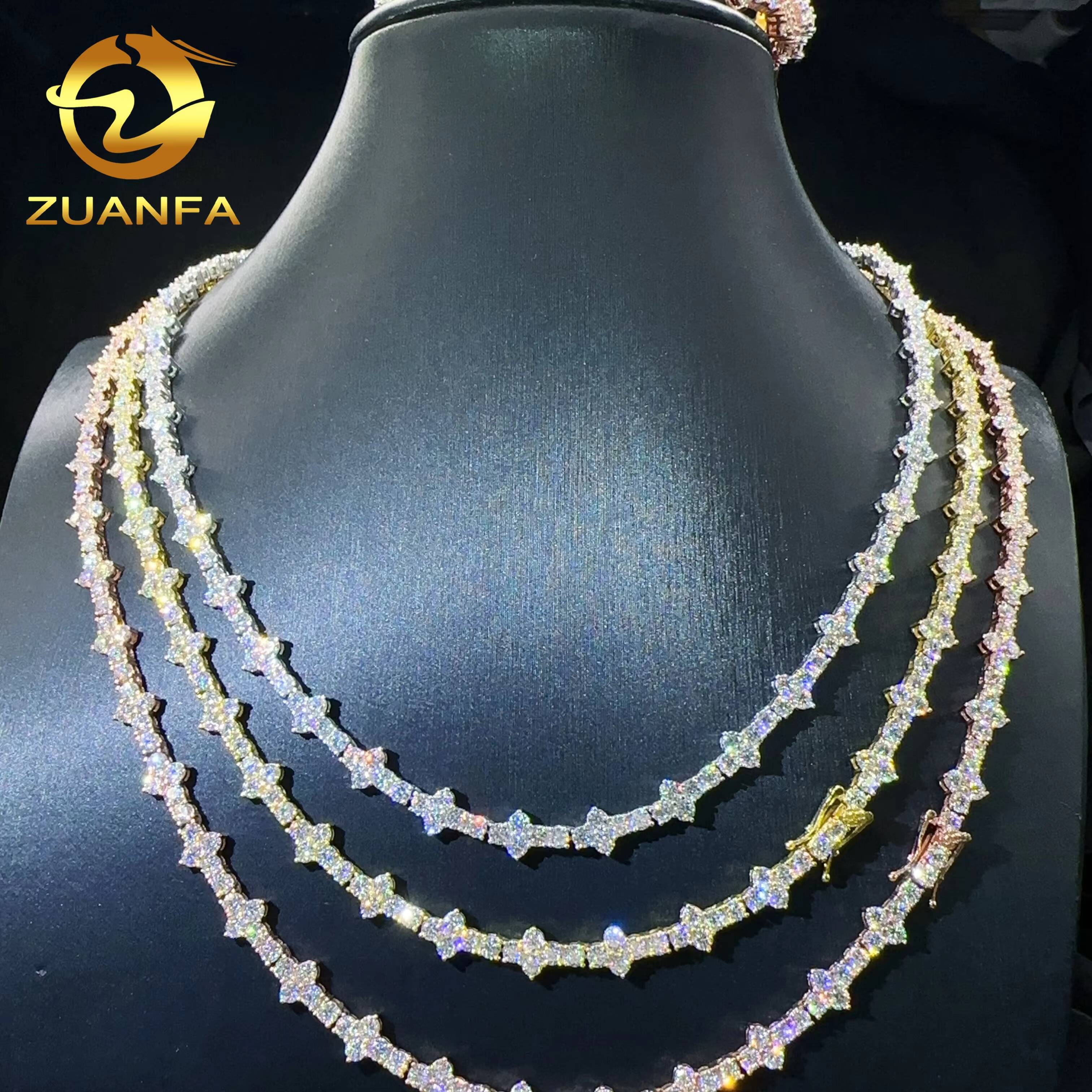 Wholesale Price 3mm Necklace Silver 925 Vvs Moissanite Lab Diamond Iced Out Hip Hop Jewelry Cross Tennis Bracelet Chain