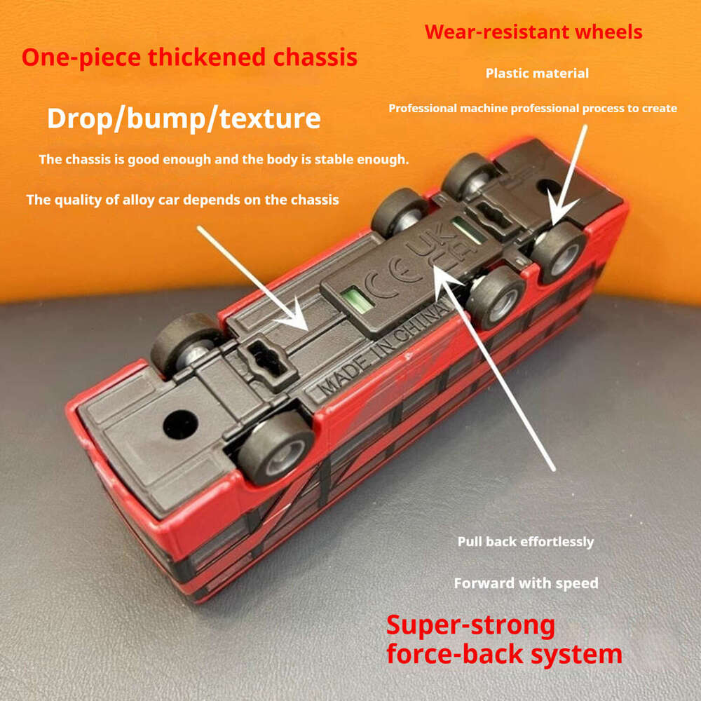 Mini alloy Hong Kong double decker bus, small car, alloy car model, boy's gift, children's toy