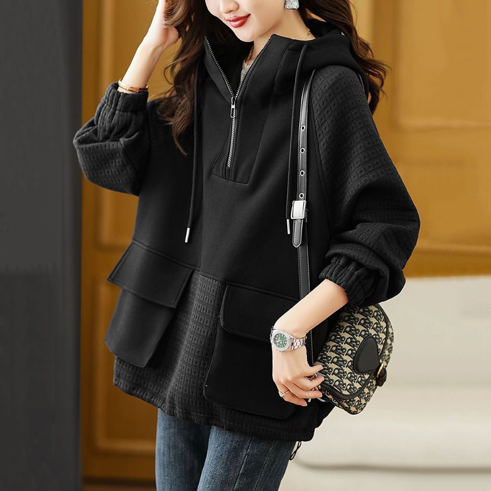 Autumn and winter new women's designer hoodie hooded mid to long style covers buttocks, stylish plus size women's clothing