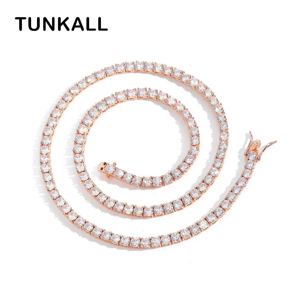 Unisex Rose Gold Color Tennis Chain Necklace Fashion Accessory BC241 250420