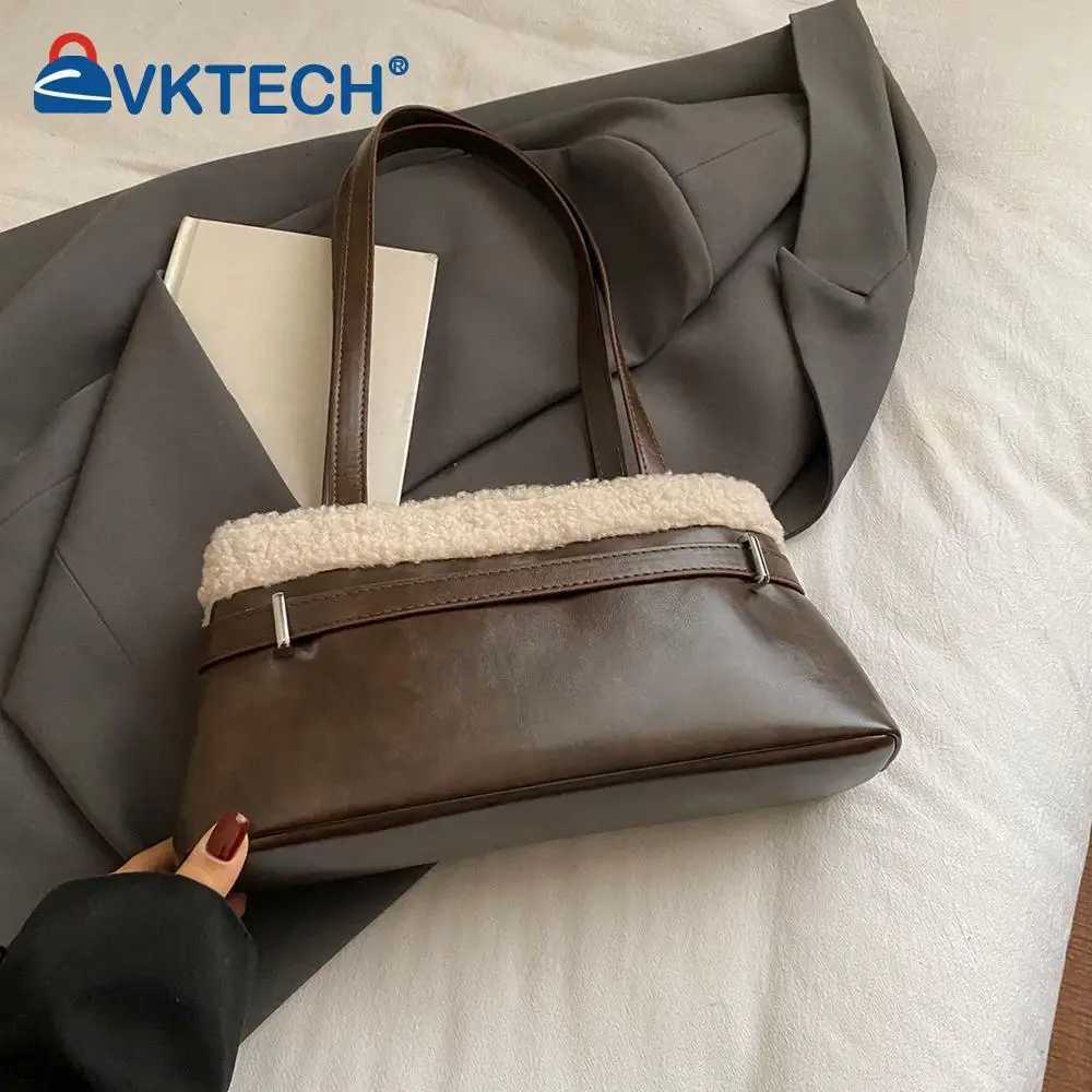 Women PU Lambswool StiTChing Y2K Underarm Purse with Belt Small SaTChel Tote Bag Handbag for Daily School Travel K251121