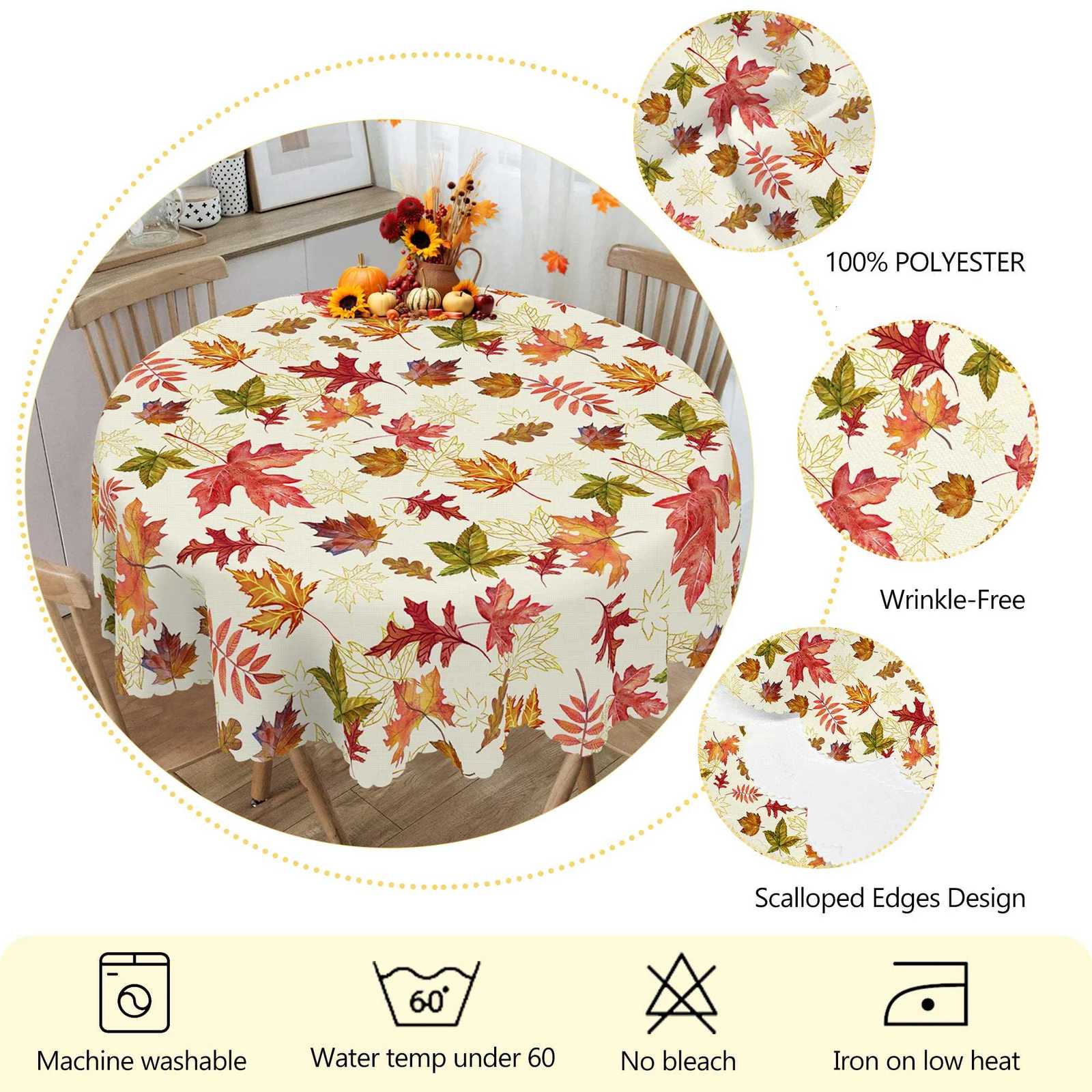 1 Piece Autum Leaf Printed Tablecloth Various Sizes Autum Courtyard Party Decoration Tablecloth Thanksgiving Party Courtyard Tablecloth Decoration C25
