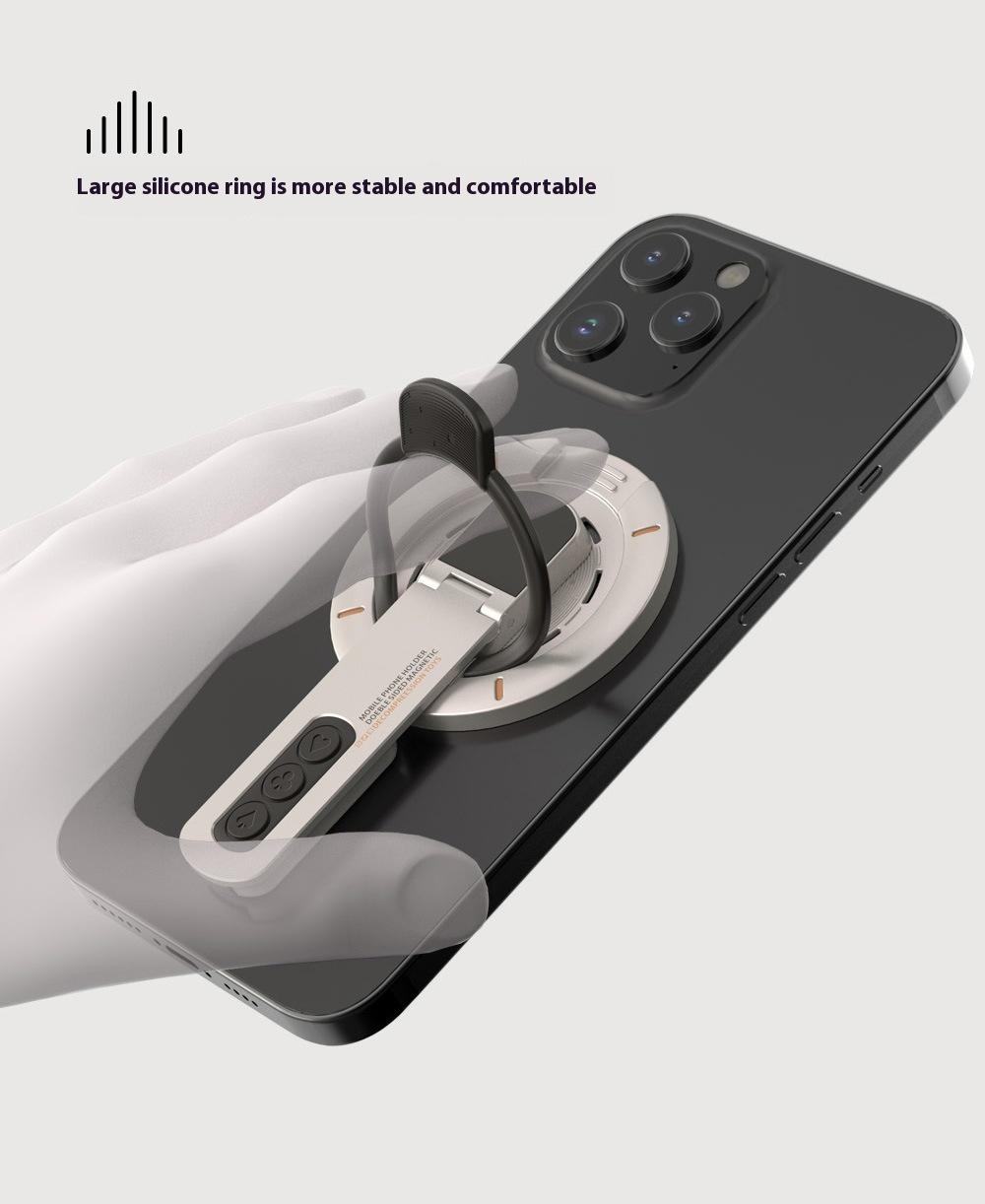 Creative new magnetic ring decompression rotary press mobile phone holder, night light magnetic force large anti-suction stable bracket