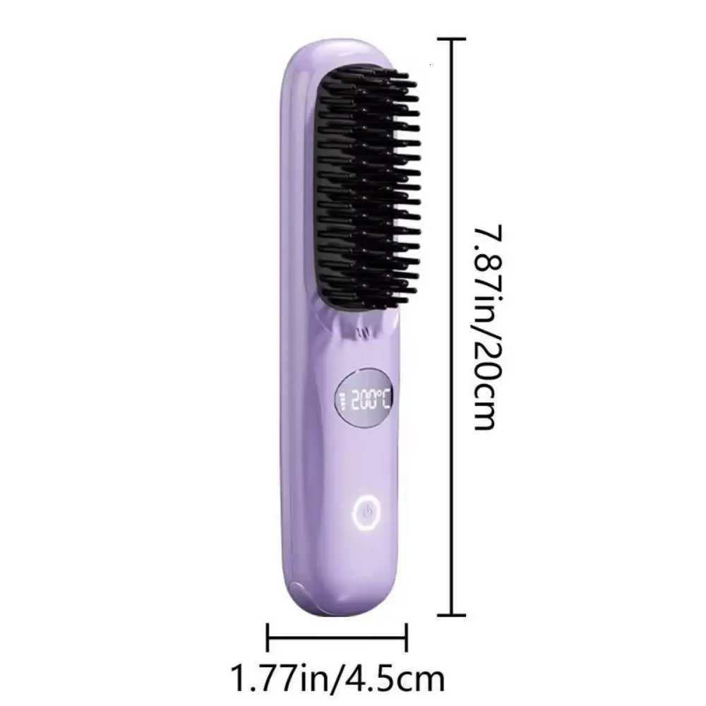 3 Temperature Settings Electric Hair Straightener Brush Dual-Function Operation Portable Negative Ion Styling ToolT251122