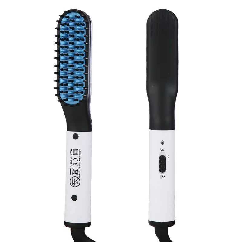 Professional Hot Comb Hair Straightener Brush Men Beard Hair Straightening Brush Wet Dry Use Quick Hair StylerT251122