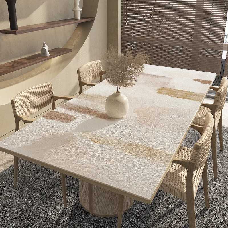 2022 New Wabi Sabi Pu Leather Table Cloth Waterproof Oilproof Table Covers Placemats Luxury Rectangular Table Cover Pad Textile C251122