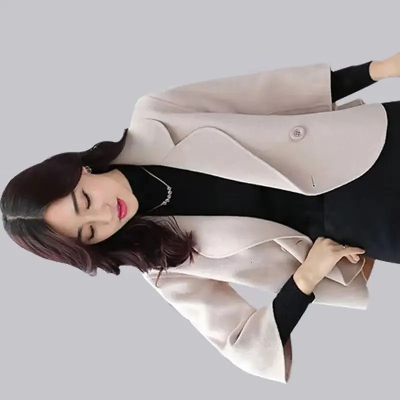Female Woolen Coat 2026 HighEnd Womens Spring Suit jacket Fashion Blazers Short Korean Outerwearl 251112