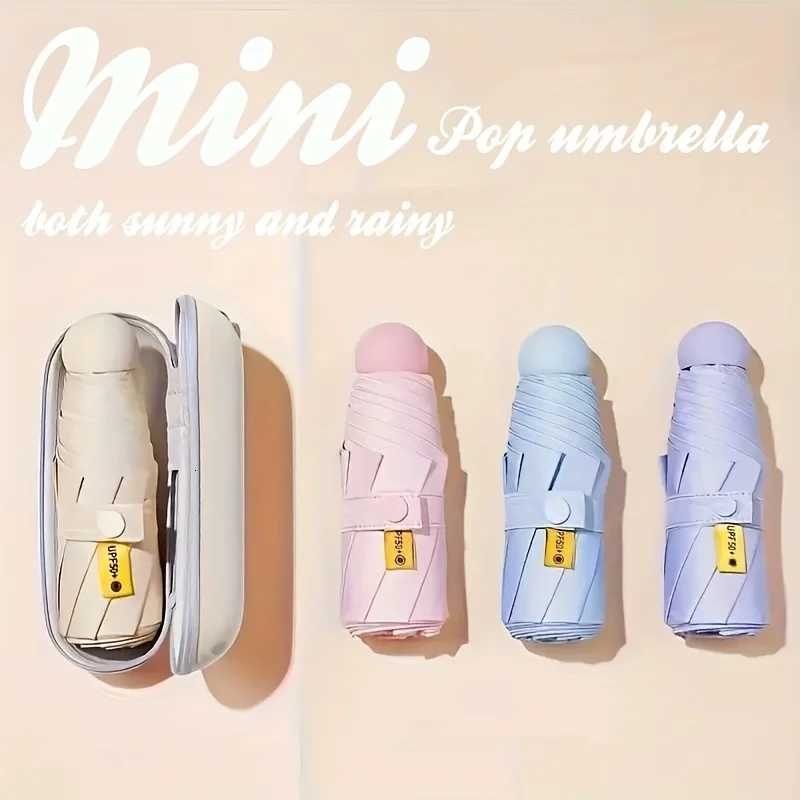 Mini Folding Umbrella UV Protection Waterproof Compact Travel Umbrella with 6 Ribs Steel Frame Sun Rain Protection ParasolM251122