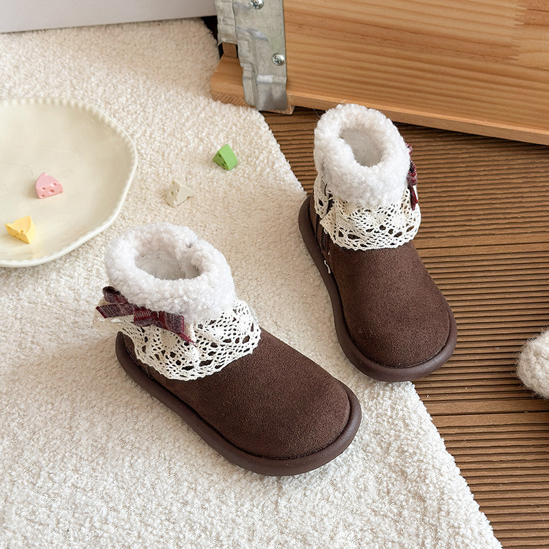 New designer shoes Winter Thick Soled Snow Boots Winter New Girls Fleece Lined Thickened Fur Boots Low Cut Non Slip Warm Cotton Boots