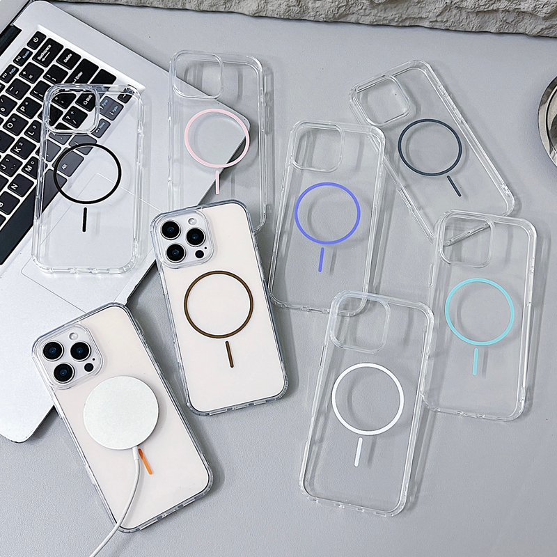 16E Magnet Wireless Charging Cases For Iphone 17 Air 16 15 Pro Max 14 Plus 13 12 11 X XR XS 8 7 Clear Hard PC Plastic Acrylic Soft TPU Magnetic Fashio