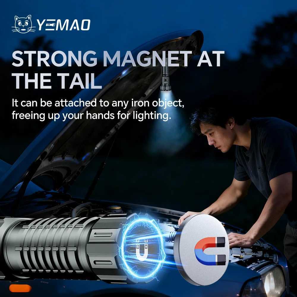 YM-F996 Six-Color Light Source 2000LM Handheld Flashlights with Clip Magnetic Rechargeable Torch For Outdoor Camping UV Light C251122