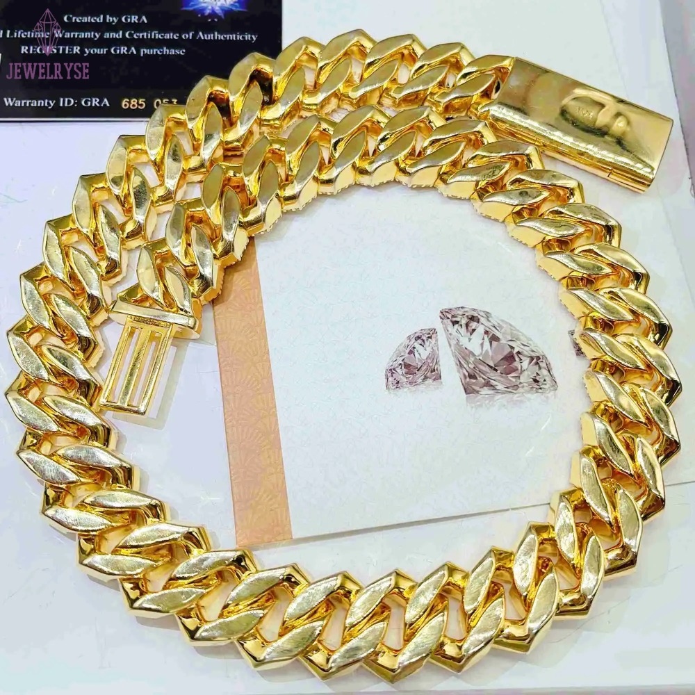 Men's Iced Out Cuban Link Chain with VVS Moissanite Custom Designer Bracelet Jewelry