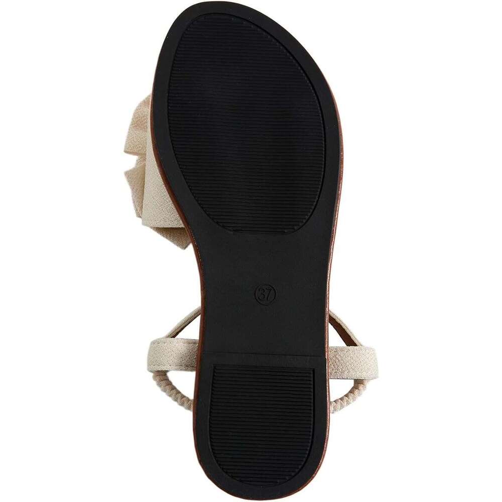 DHGadgets Women's Coquette Bowknot Ankle Strap Leather Holiday Beach Flat Sandals