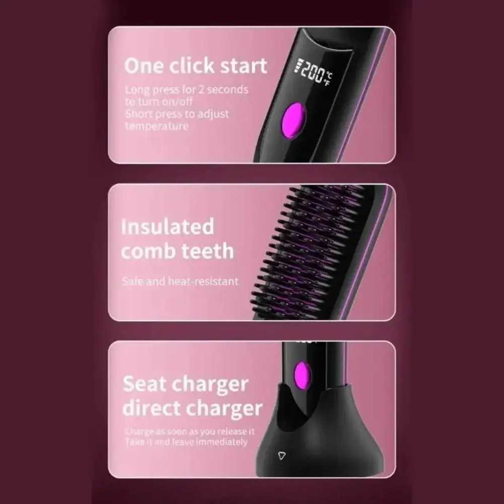 Digital Display Hair Straightening Comb 3 Level Adjustables 160-200C Hair Styling Tool Fast Heating Anti-Scald Hair Flat IronsT251122