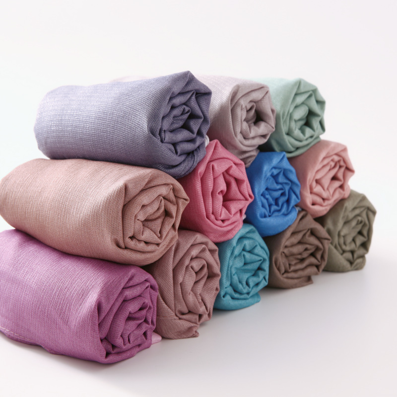 K480 New linen cotton splicing scarf long warm shawl autumn and winter versatile literary Japanese style female headscarf gradient color scarf