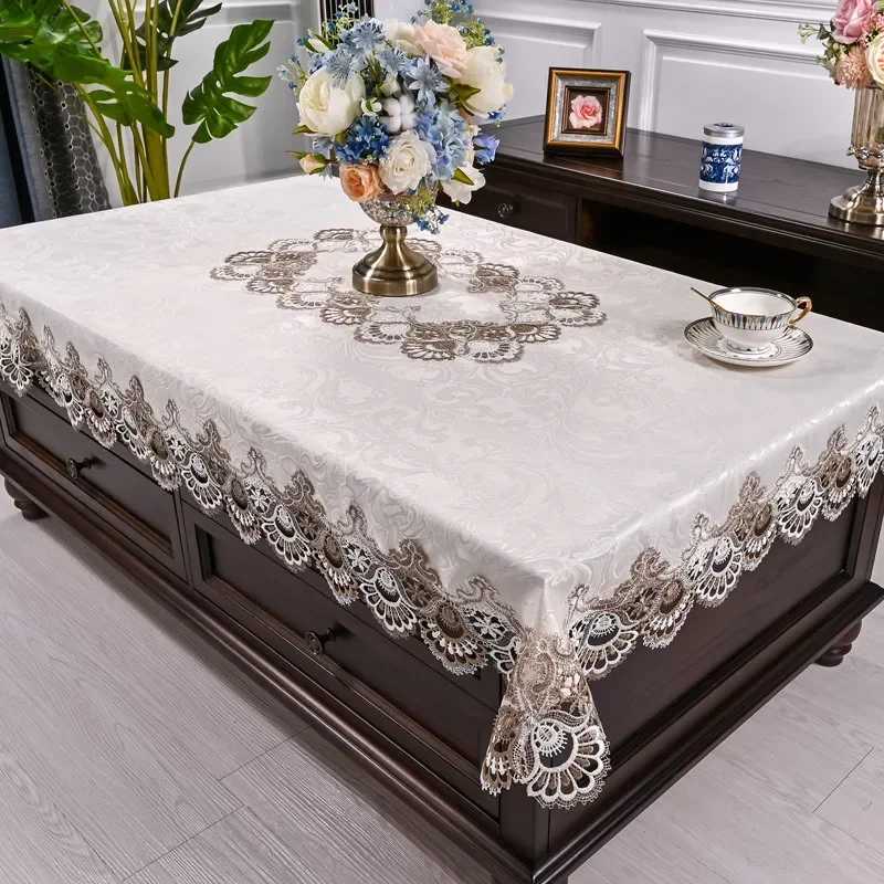 Table Cloth Rectangle White TableCloth Dining Table Cover Table Juppe Luxury Embroidered Lace Chair Cover Elegant Home Decor Wed C251122