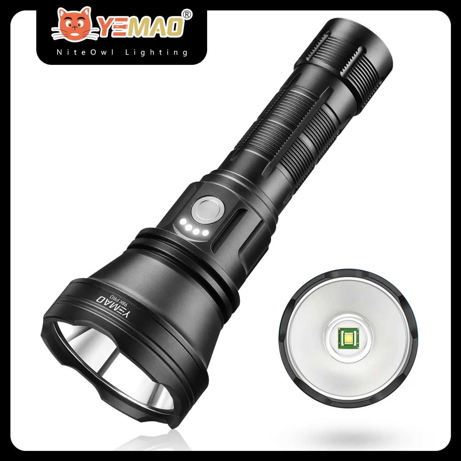 YEMAO 98KPro High Power Flashlight 2840LM 21700 battery Rechargeable LED Lantern 6 Modes W/Memory 900m Range tactical Flash lamp C251122