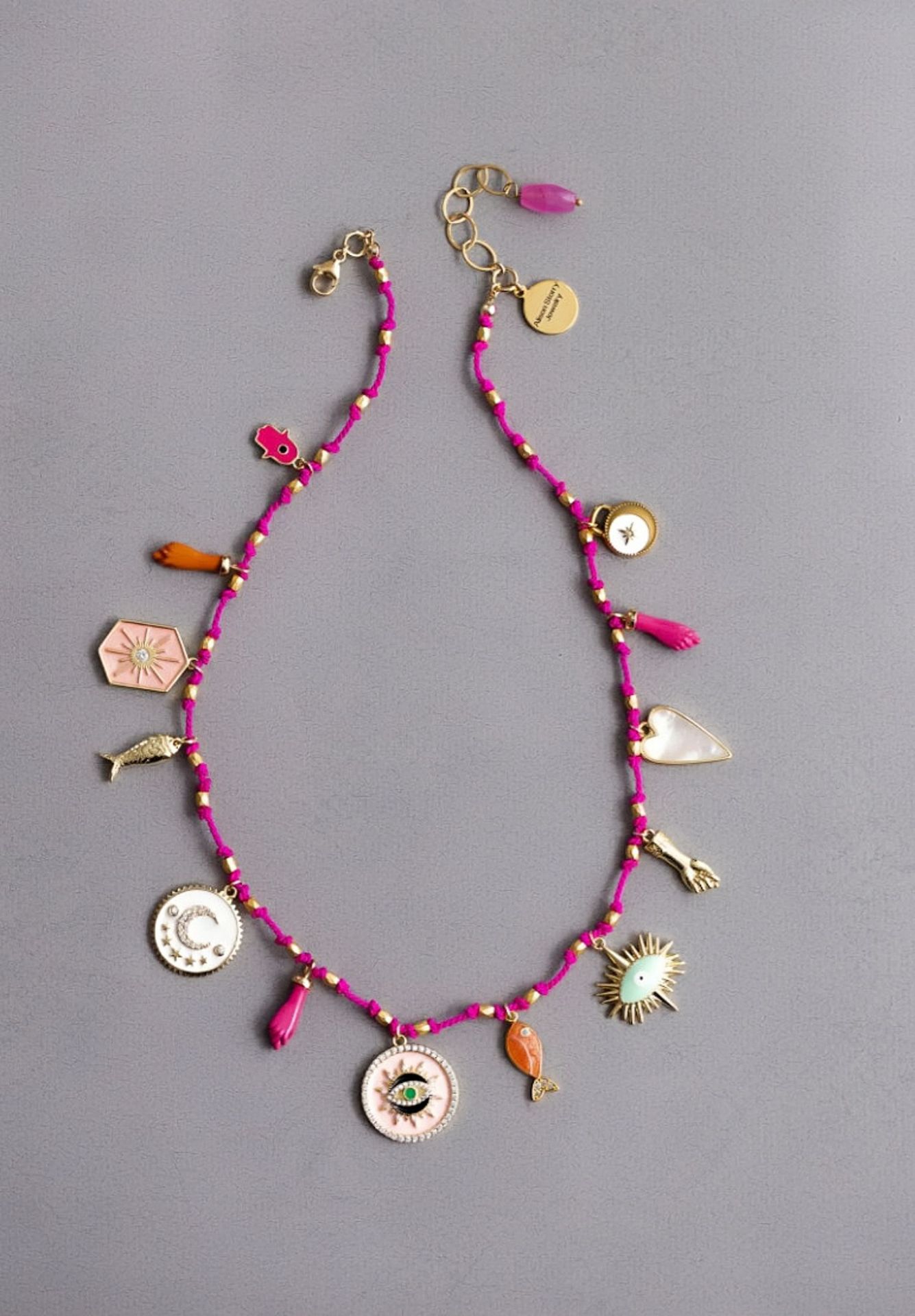 Hot selling colorful oil drop pendant colorful rope necklace heart-shaped personality hip-hop unisex