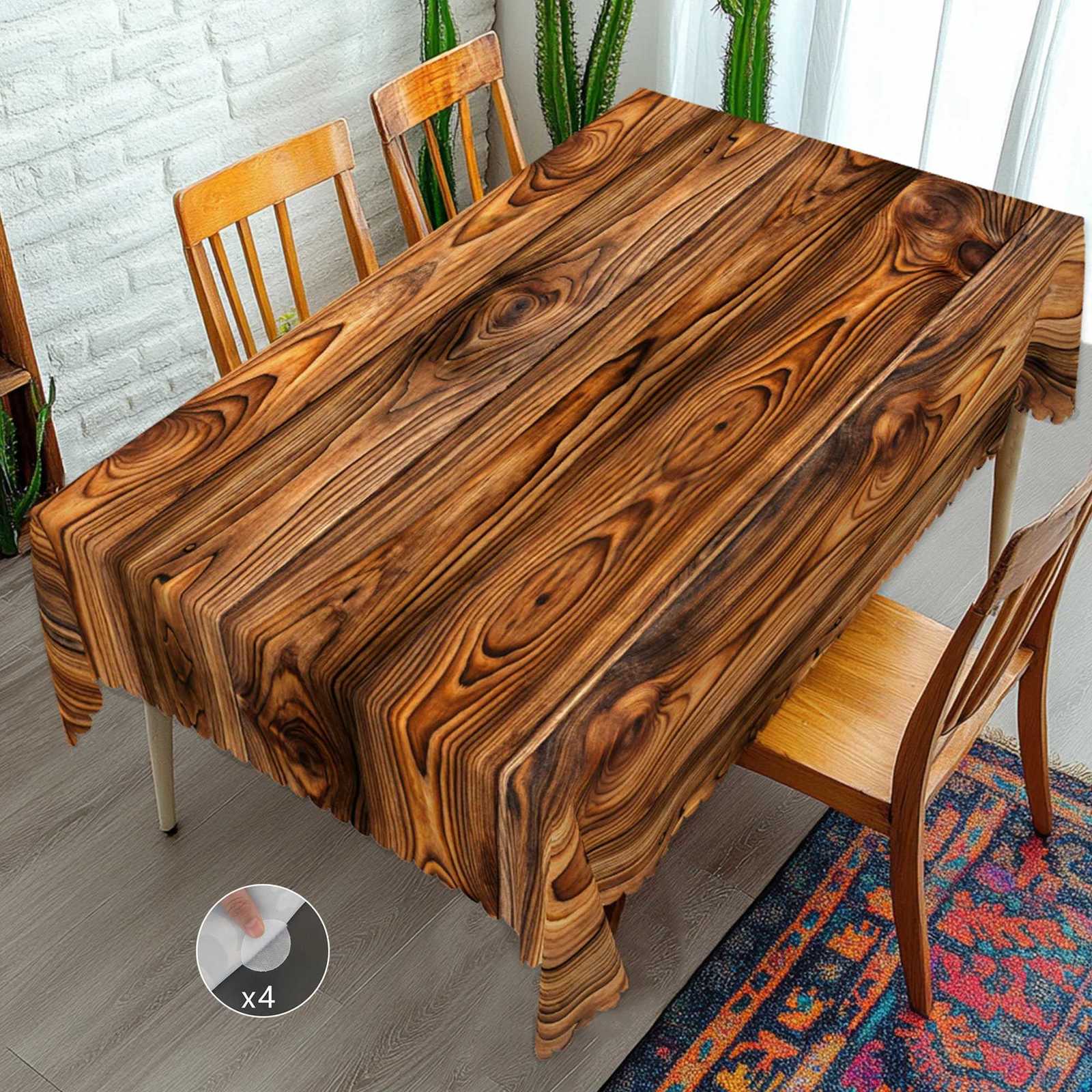 1 Piece of Retro Country Farmhouse Style Printed Tablecloth Wooden Pattern Design Suitable for Camping Style Picnic Holiday Party Garden Birthday Part