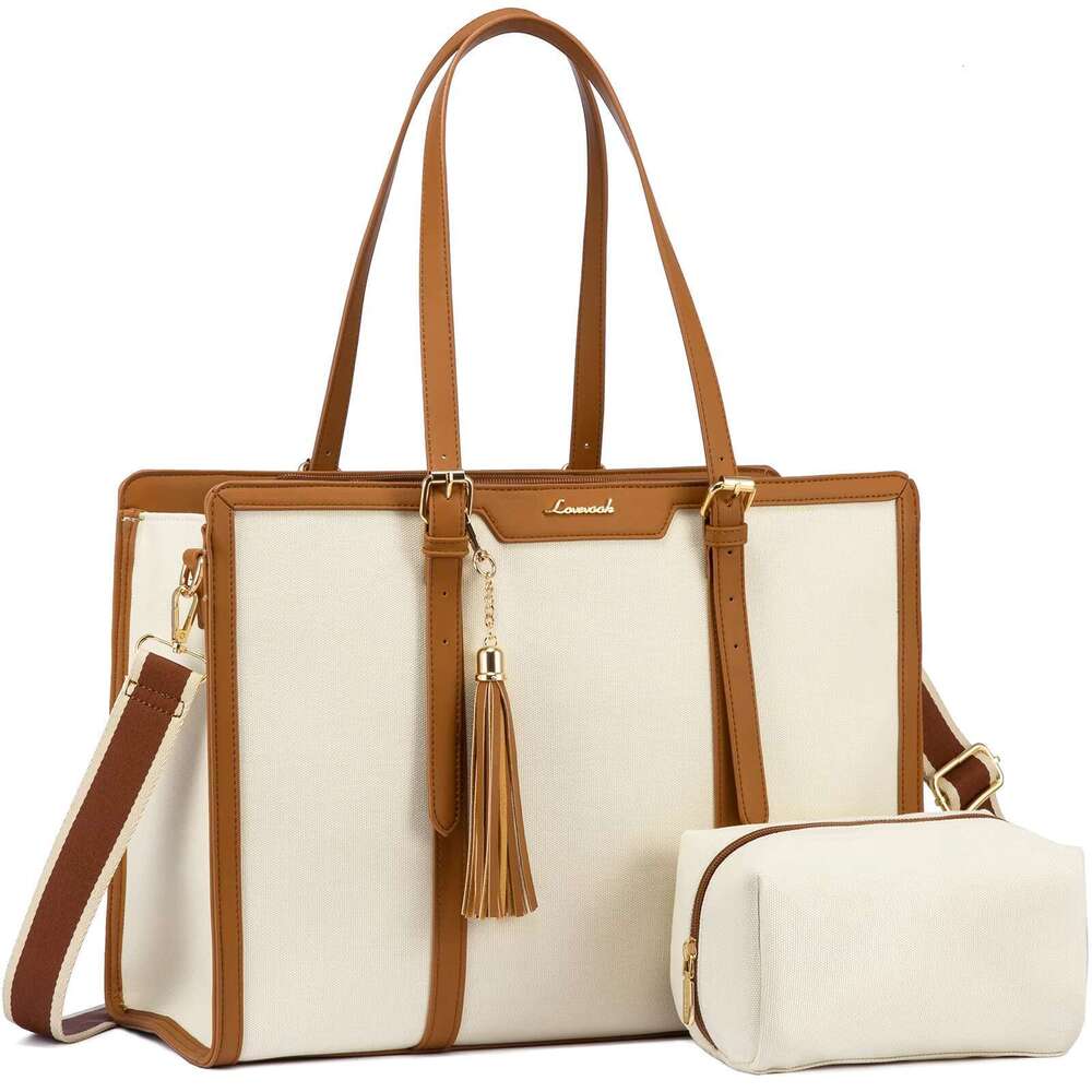 DHGadgets Fashion School Shoulder Bags Work Business Travel 15.6 17in Laptop Tote Bag Women Briefcase 2pcs Handbags Set