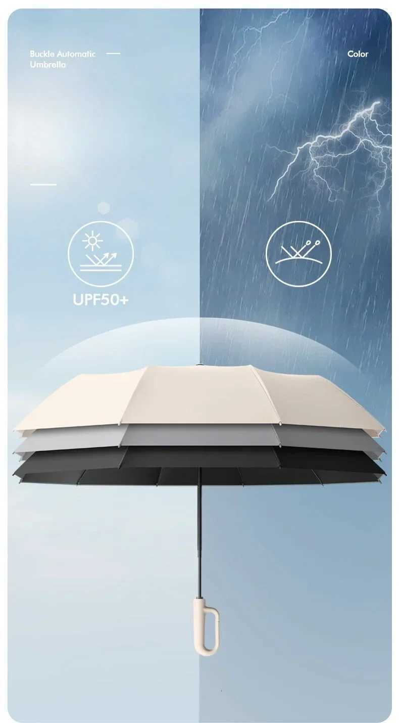 Auto Open Close Umbrella Reinforced Frame Large Windproof Reverse Umbrella For Men Women Students CarM251122