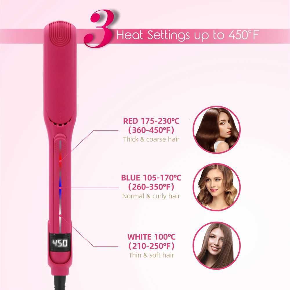Infrared Hair Straightener Professional 450F Ceramic Coated Floating Plate Flat Iron 2 In 1 Straight and Curl Hair Styling ToolT251122