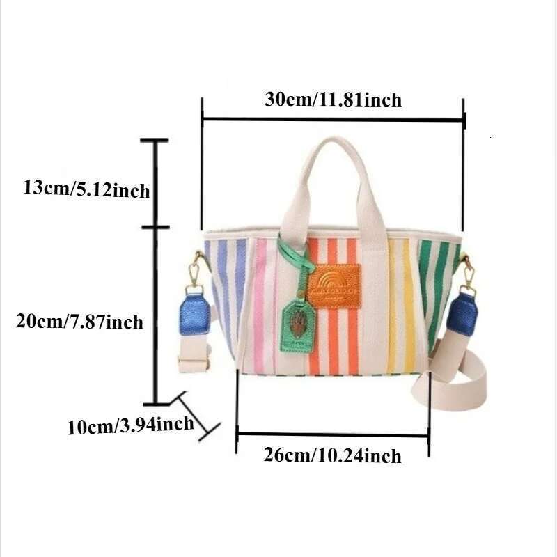 Female Spring And Summer Shoulder Crossbody Large Capacity Beach Bag Fresh Stripe Vacation Style Tote Bags Bag