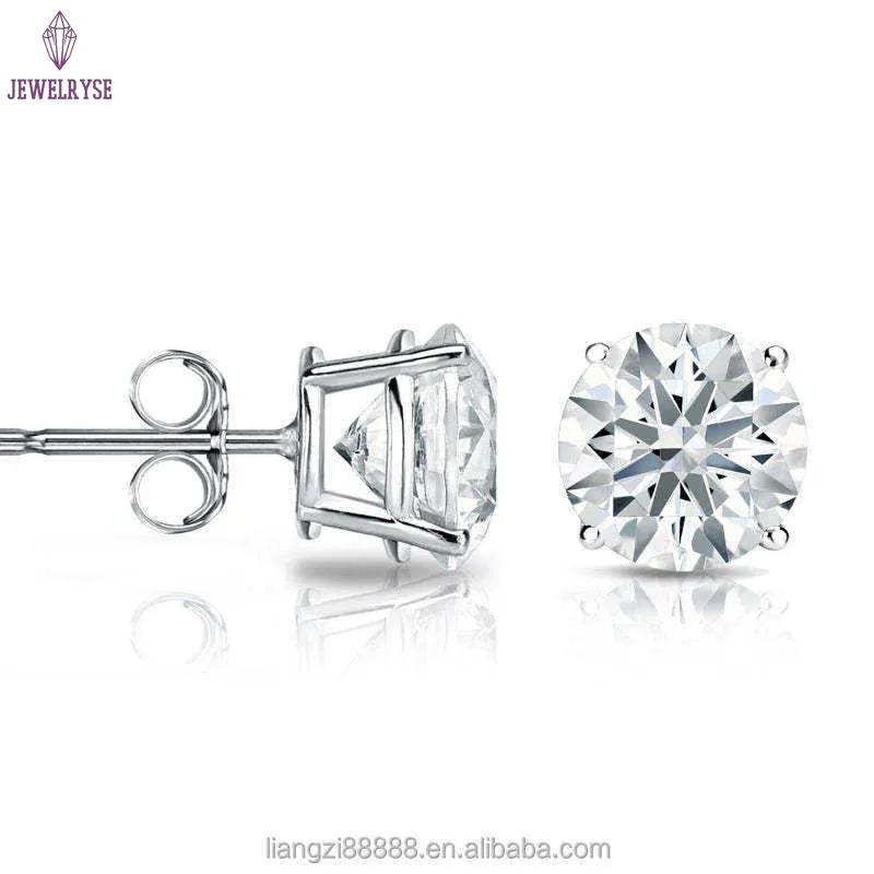 Stud Wholesale Vvs Diamond Earring Factory Price 10k 14k 18k Solid Gold Round Brilliant Cut Moissanite Hoop Stud Earrings Men Women