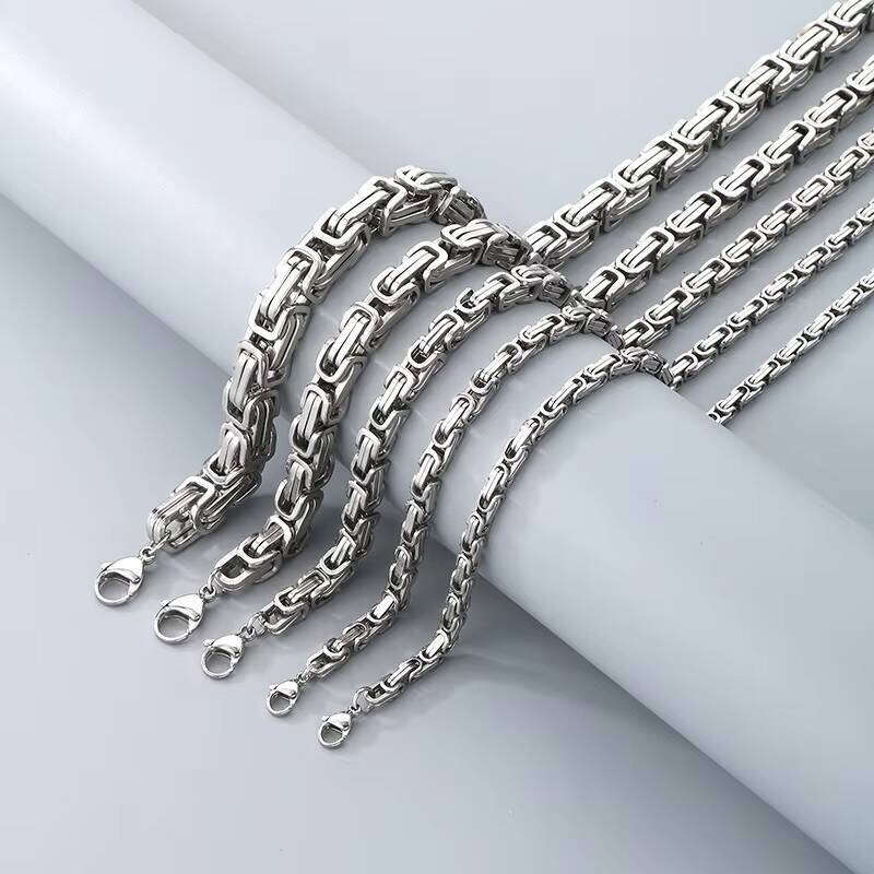 Fashionable and Dominant Imperial Chain sterling silver Gold-Plated Geometric Design Statement Necklace for Men