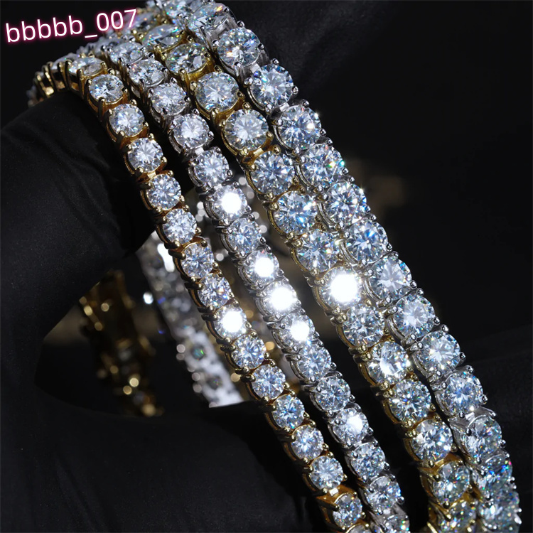 AAA Gems 4mm Hip Hop Square Diamond Tennis Chain Big Moissanite Tennis Chain Moissanite Tennis Chain Choker Jewellery