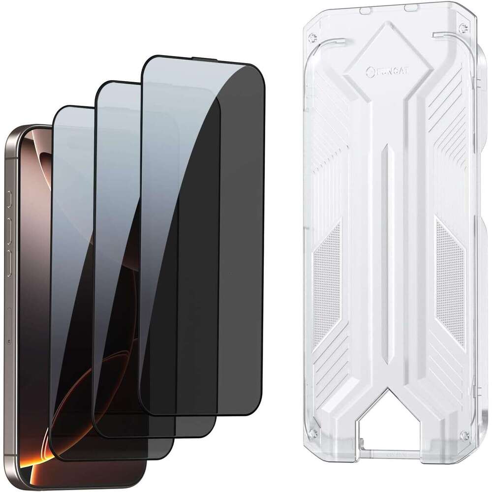 DHGadgets Privacy Screen Protector Tempered Glass:9H+ Durable, Auto Positioig, Bubble Free, High Defiitio, Easy Installation