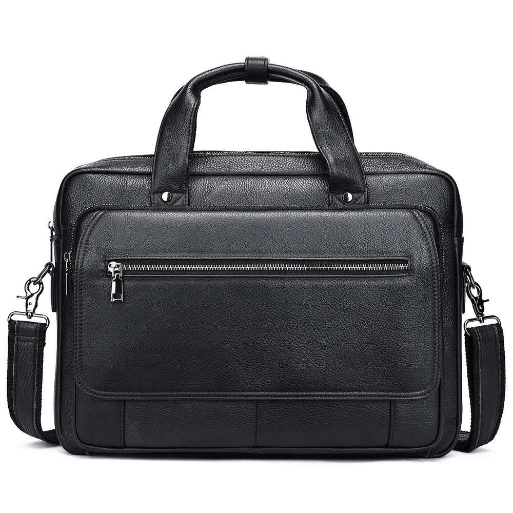 Business Commuting Top Layer Cowhide Briefcase Genuine Leather Men S Retro Casual Shoulder Handheld Laptop Bag High Quality Luxury Bag