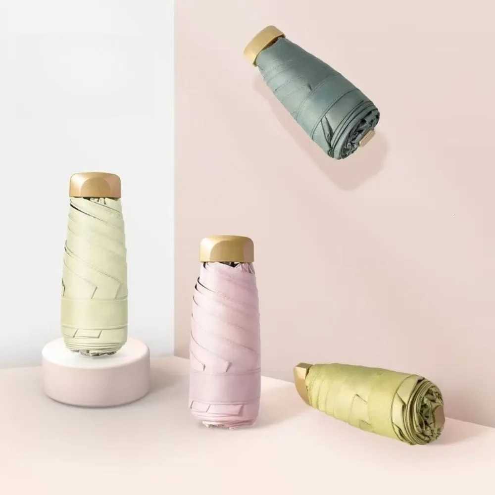 Ultra Light Mini Pocket Umbrella 5 Fold Compact Sun UV Protection Black Rubber Handle Portable Travel Capsule UmbrellaM251122