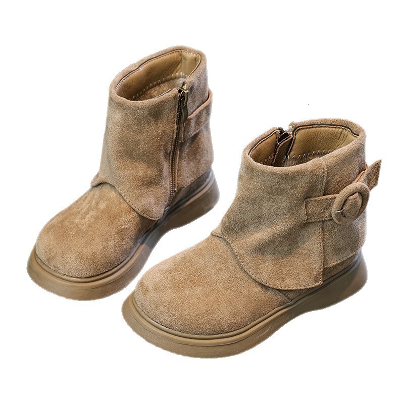 New designer shoes Autumn Winter New Suede Children s Ankle Boots Retro Fleece Lined Warm British Style Girls Fashion Martin Boots