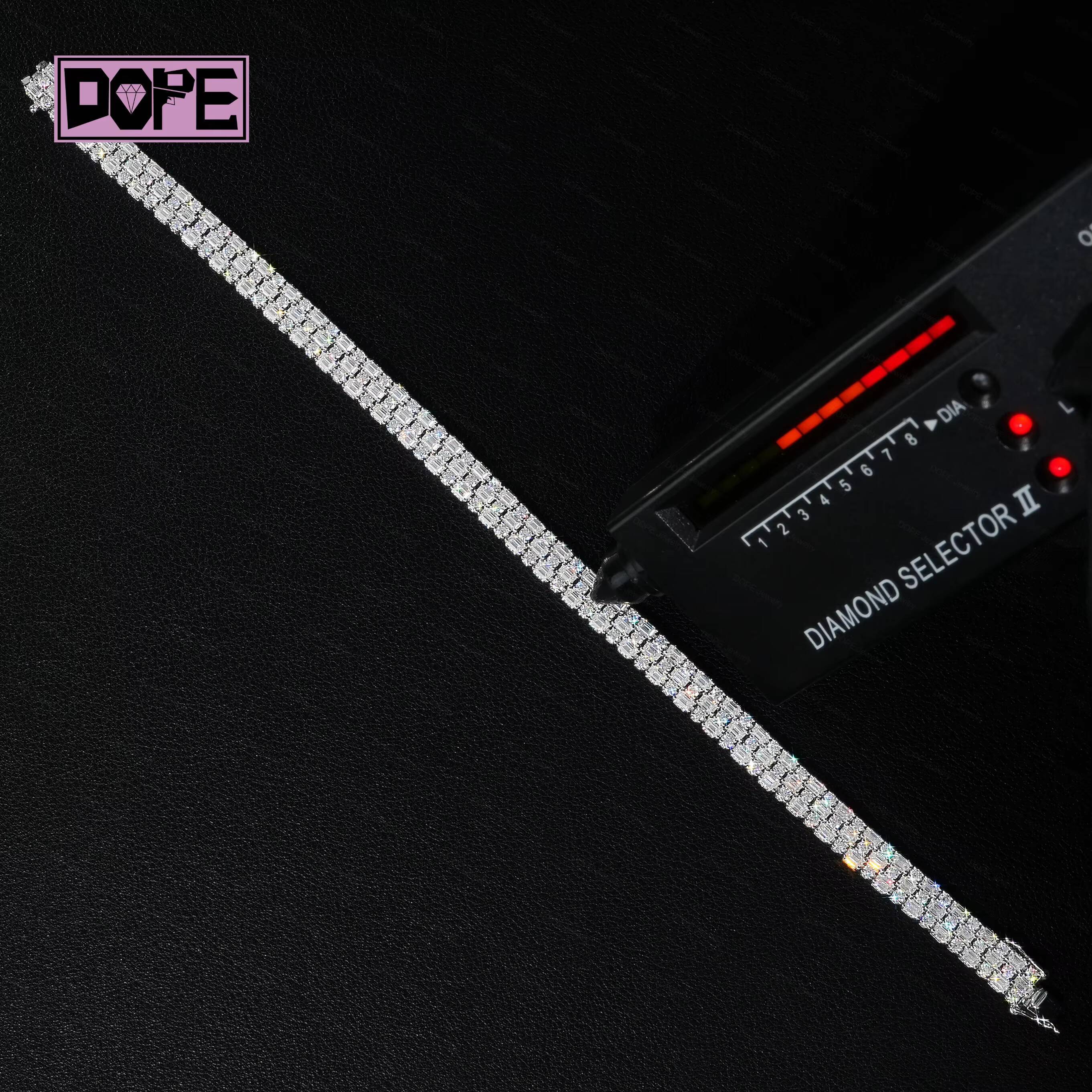 Moissanite Bracelet Two Style Emerald Cut Mix Stone VVS Iced Out Men Women 925 Silver Tennis Bracelet