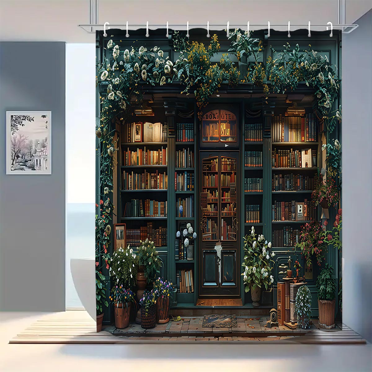 YL-37780 Checkered Waterproof Shower Curtain, Anti-mildew Bathroom Toilet Shower Separator Curtain