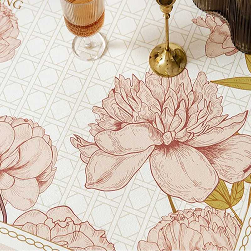 Nordic Flower Leather Tablecloth Waterproof Oil-proof Coffee Table Mat Solid Color Placemat Party Table Decor Cover Custom Made C251122