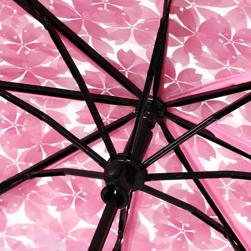 Creative Hand Movement Transparent Male Female Umbrella Cherry Blossom Style Personalized Couple Student Clear Beach UmbrellaM251122