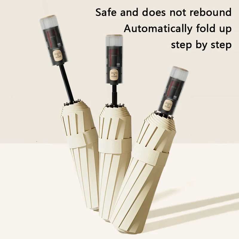 Dual Use Of Rain And light Double Large Umbrella Resistant Umbrella Automatic Fold Business Outdoor Travel UV Parasol And RainM251122