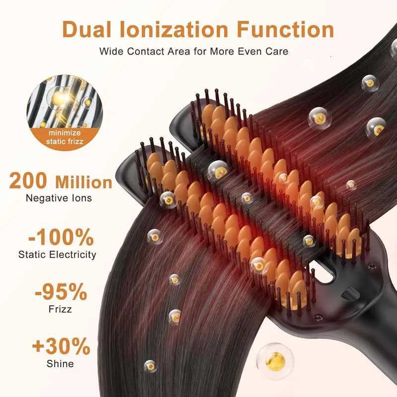 Electric Anti Frizz Hair Hot Comb Brush Straightener One Step 2 In 1 Ceramic Hair Straightener Brush With Lcd Digital DisplayT251122