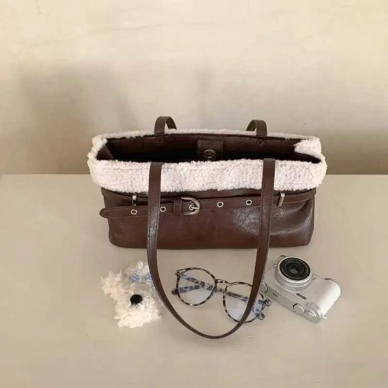 Fashion Fur Patchwork Elegant Shoulder Bags Design Office Lady Chic Belt Underarm Bag 2025 Sweet Y2k Purse And Handbags K251121