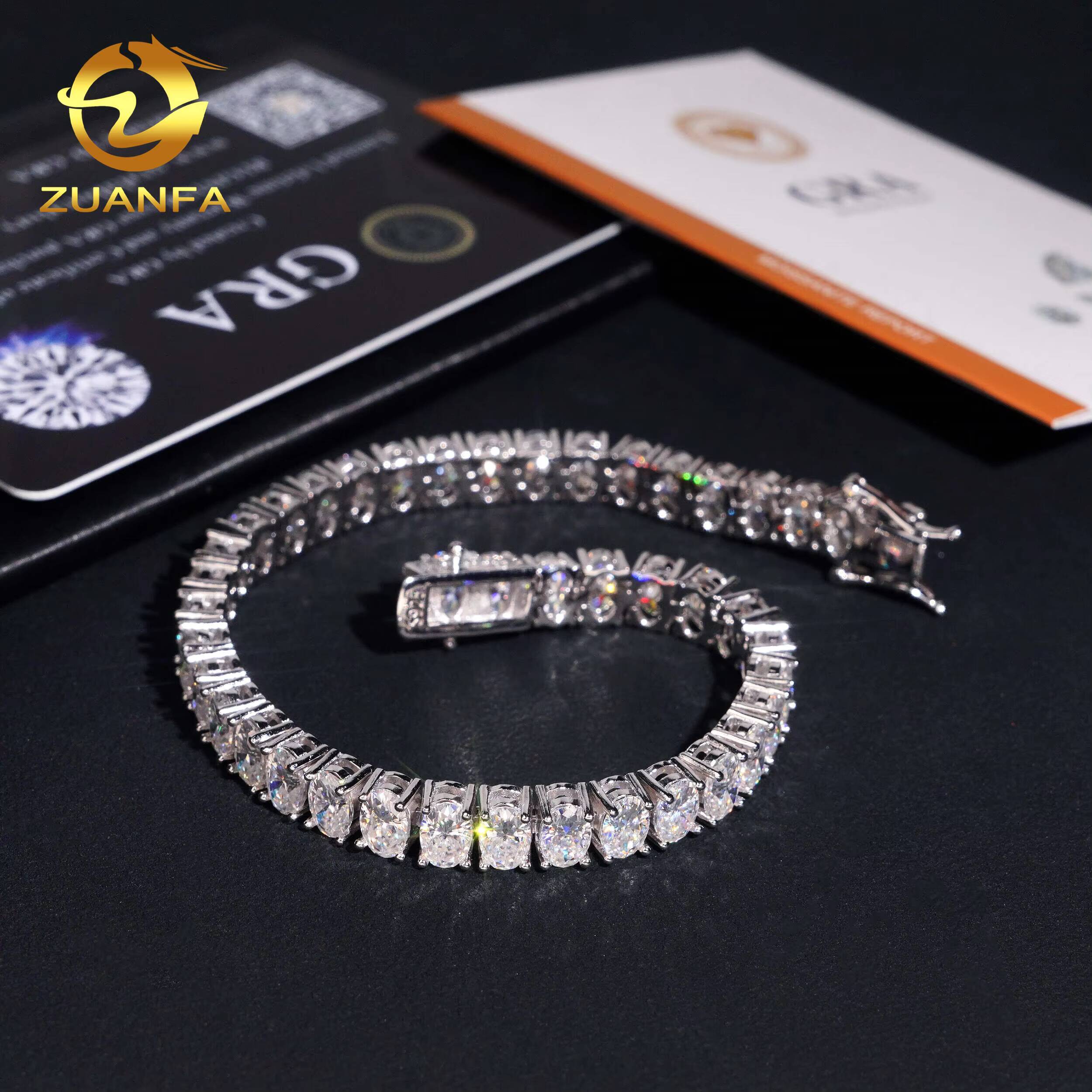 Pass Diamond Tetser 46mm Oval Cut 925 Silver Moissanite Tennis Chain Fashion Tennis Necklace for Men Women