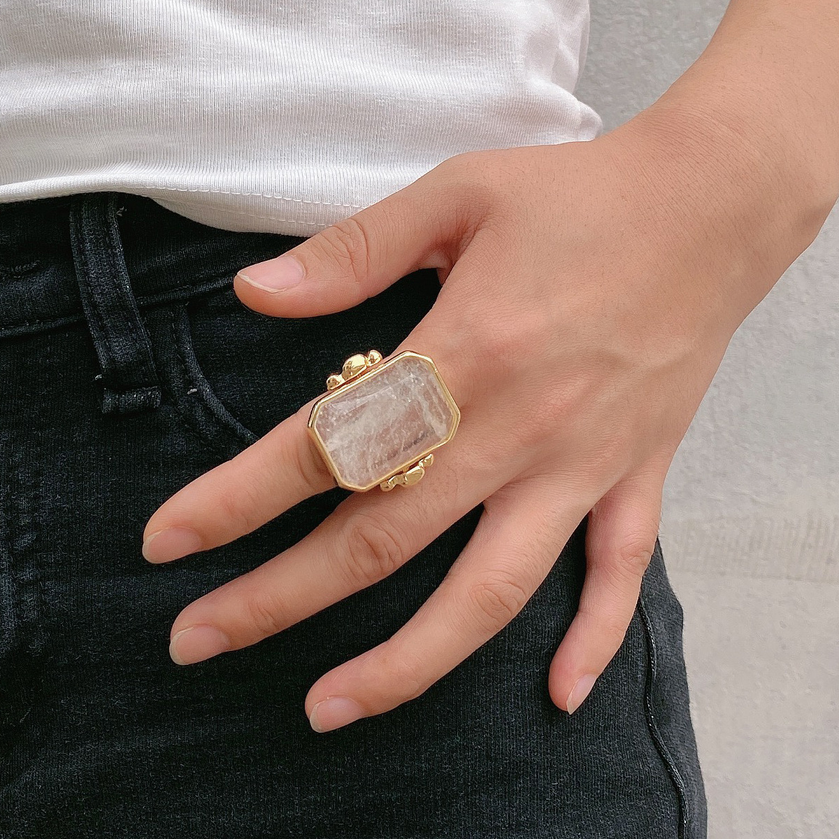 Vintage large square crystal ring gold designer diamond ring rings designer for women engagement men love ring rings New style of cube sugar gem ring - view 5