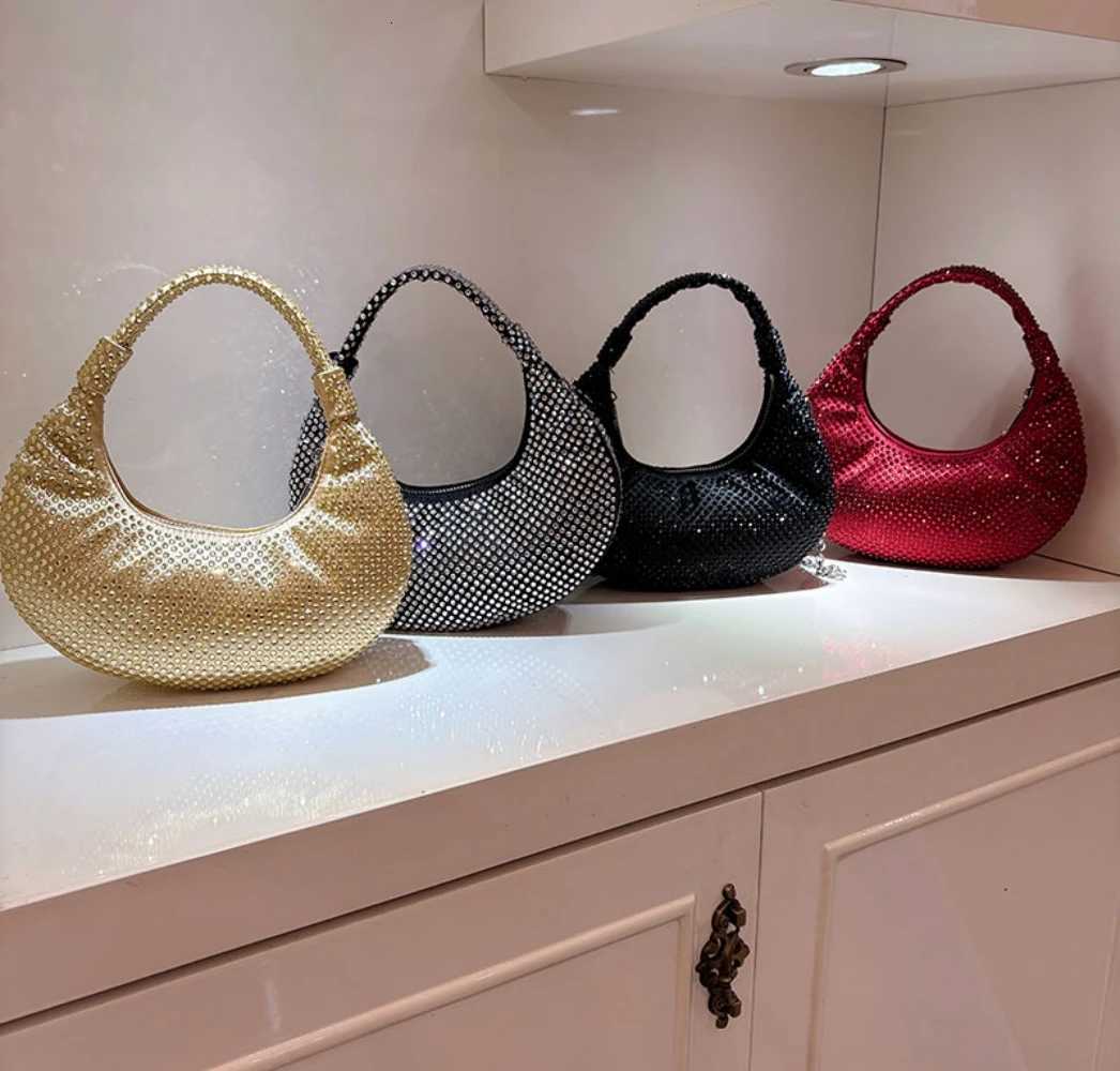 2025 Ladies Shiny Diamond Studded Hot Armpit Bag Womens Light luxury Party Handbag Adult Commuter RETRO Shoulder Bag K251121