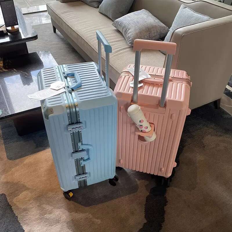 Large Capacity Rectangular Suitcase Aluminum Frame PC Carrry-on Lage with Cup Holder TSA Lock Trolley Case 28/30/32/36 inch