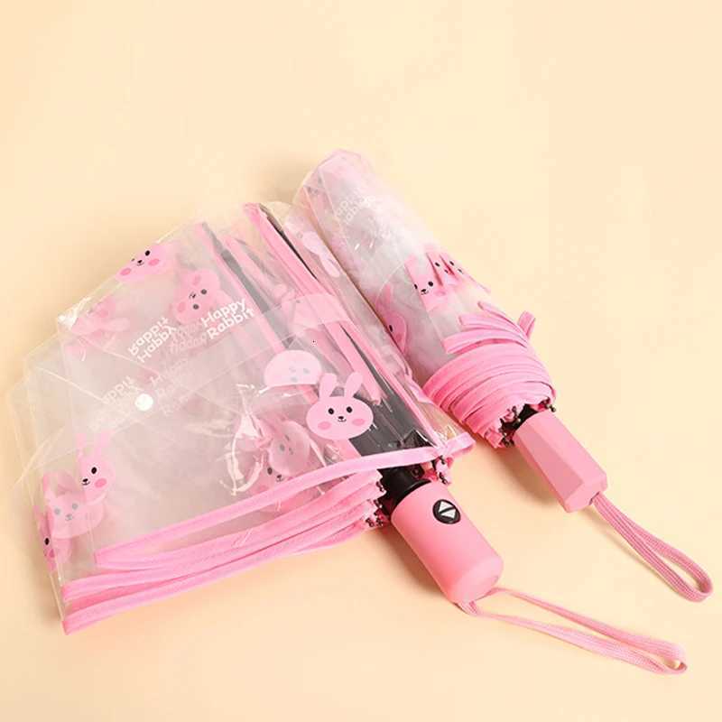 Umbrella Panda Automatic Umbrella Pink Rabbit Brown Bear Transparent Umbrella Unisex High Quality Gift Umbrella BusinessUmbrellaM251122