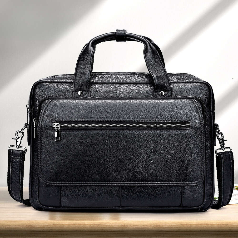 Business Commuting Top Layer Cowhide Briefcase Genuine Leather Men S Retro Casual Shoulder Handheld Laptop Bag High Quality Luxury Bag